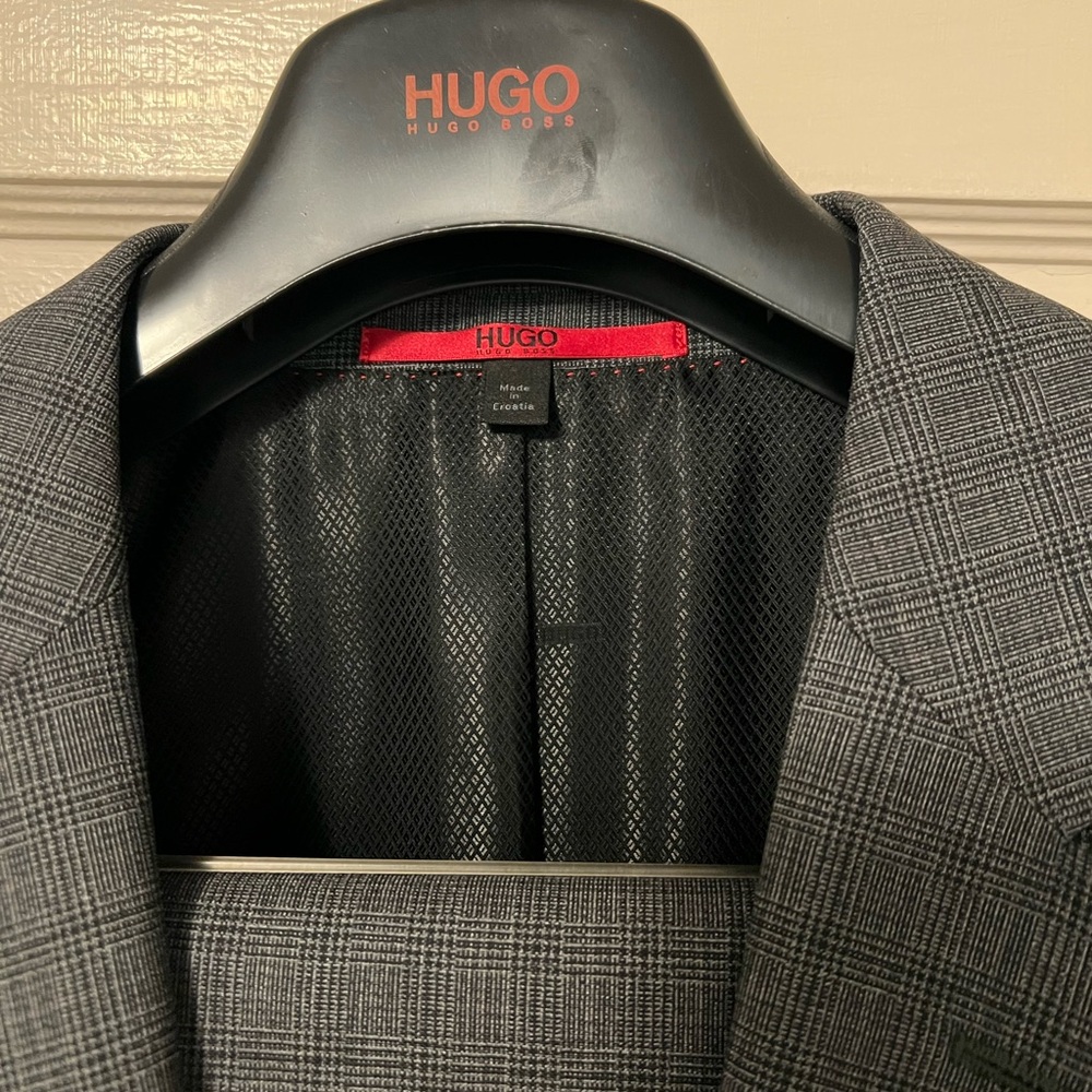 HUGO Charcoal Checkered Men's suit
